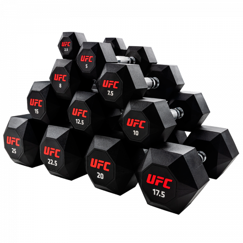 Комплект обрезиненных октагональных гантелей 10 пар от 2,5 до 25кг UFC Octagon Dumbbell