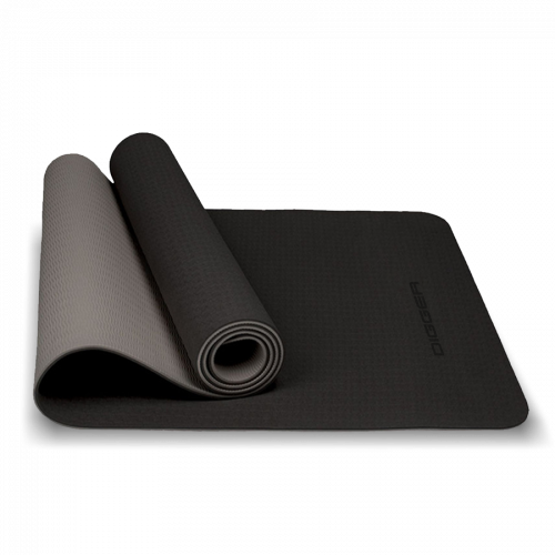 Коврик для йоги TPE 6 мм, черно-серый, двухсторонний (с люверсами) Hasttings Digger HD22D1C-Black-Gray