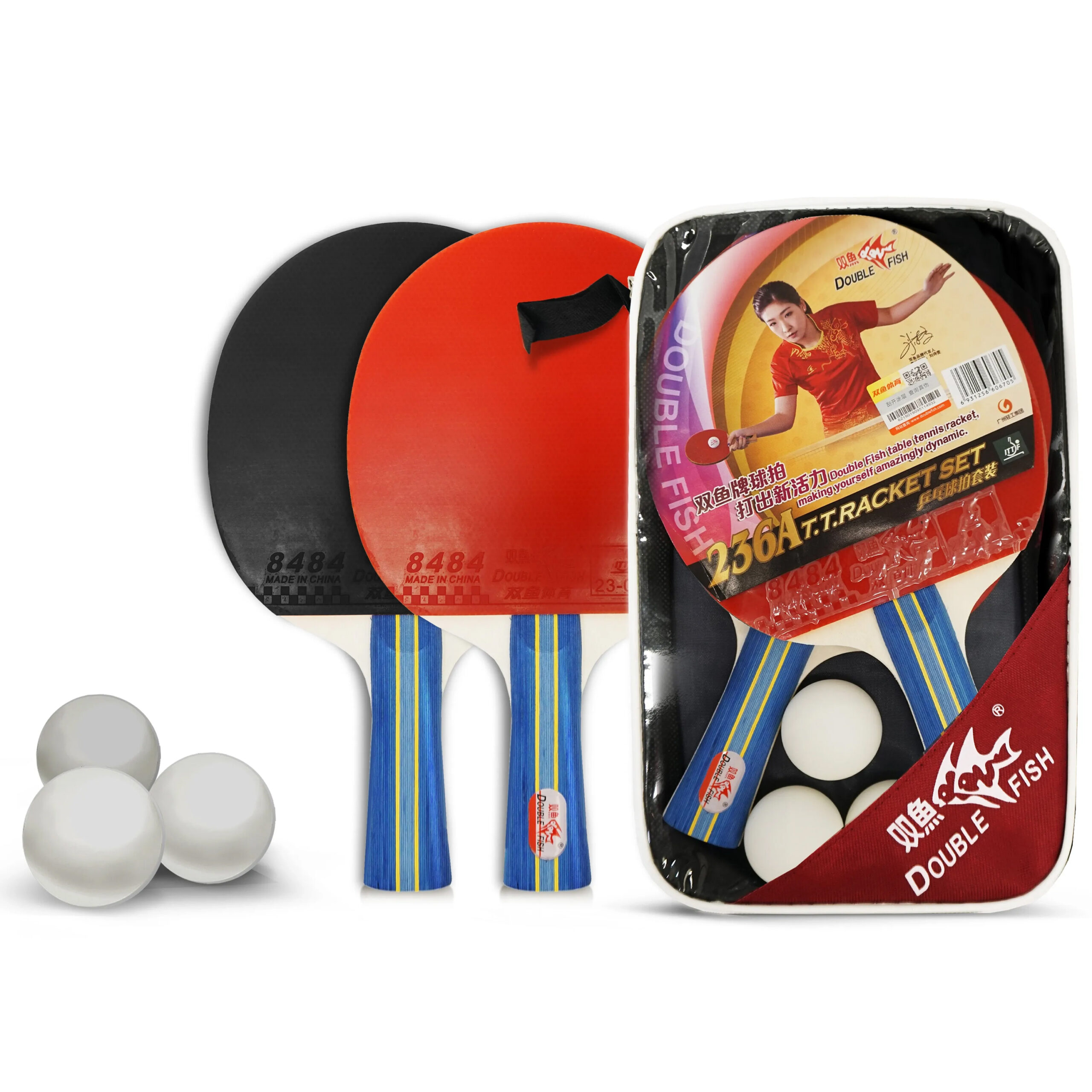 Набор для настольного тенниса START LINE Double Fish набор, 2 ракетки, 3 мяча, чехол